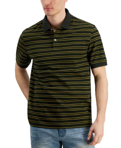 Club Room Men's Regular-fit Stripe Performance Polo Shirt, Created For Macy's In Black