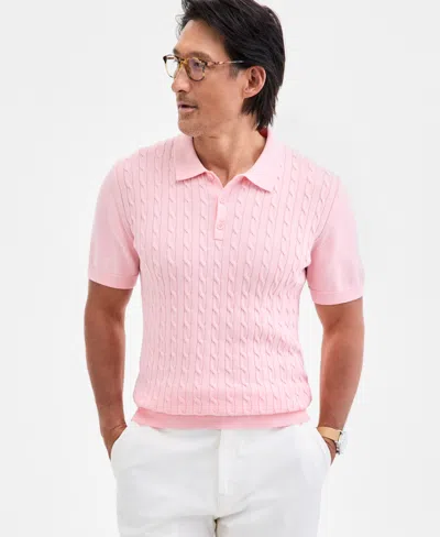 Club Room Men's Regular-fit Sweater-knit Polo Shirt, Created For Macy's In Pink