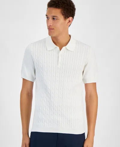Club Room Men's Regular-fit Sweater-knit Polo Shirt, Created For Macy's In Winter Ivory