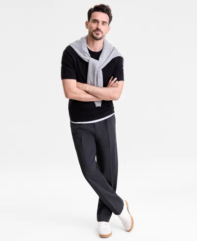 Club Room Men's Regular-fit Textured 100% Cashmere Sweater T-shirt, Macy's Exclusive In Black