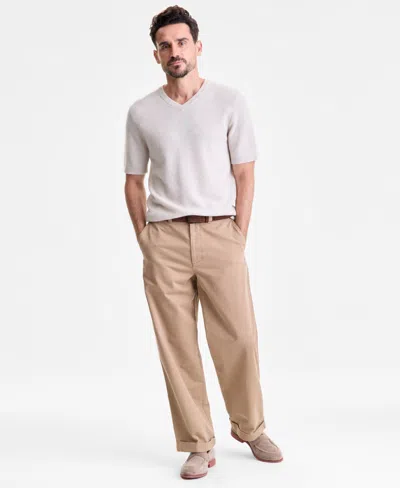 Club Room Men's Regular-fit Textured 100% Cashmere V-neck Sweater T-shirt, Macy's Exclusive In Neutral