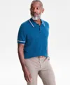 Club Room Men's Regular-fit Tipped 100% Cashmere Sweater Polo Shirt, Macy's Exclusive In Blue