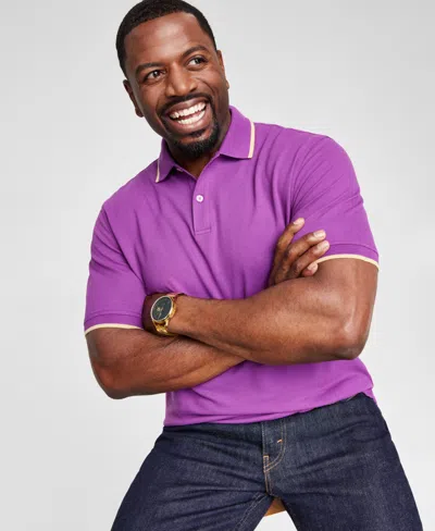 Club Room Men's Regular-fit Tipped Performance Polo Shirt, Created For Macy's