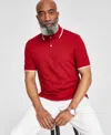 Club Room Men's Regular-fit Tipped Performance Polo Shirt, Created For Macy's In Red