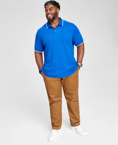 Club Room Men's Regular-fit Tipped Performance Polo Shirt, Created For Macy's In Abyss Blue