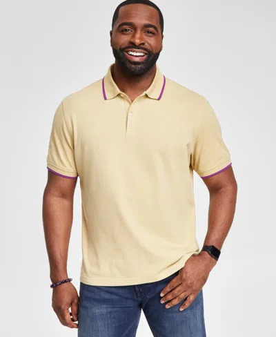 Club Room Men's Regular-fit Tipped Performance Polo Shirt, Created For Macy's In Silver Fern