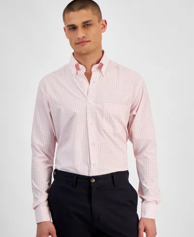 Club Room Men's Regular Fit Traveler Dress Shirt, Created For Macy's In Rose Shadow Pin