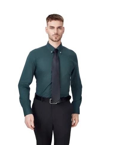 Club Room Men's Regular-fit Gingham Dress Shirt In Everglade Deep Woods