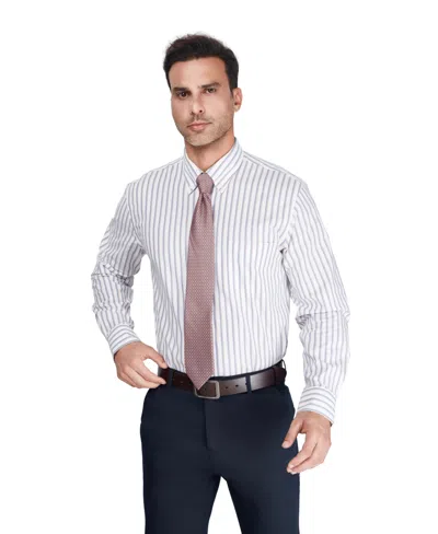 Club Room Men's Regular-fit Harry Stripe Dress Shirt In Brown