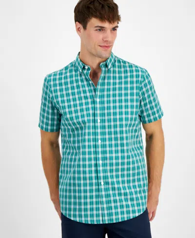 Club Room Men's Reno Regular-fit Plaid Button-down Shirt, Created For Macy's In Shady Glade