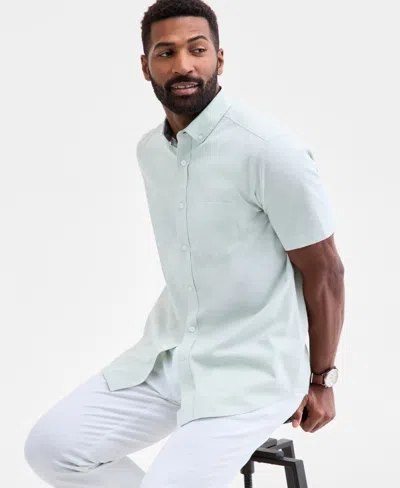 Club Room Men's Short Sleeve Button-down Oxford Shirt, Created For Macy's In Green