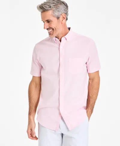 Club Room Men's Short Sleeve Button-down Oxford Shirt, Created For Macy's In Cupid Blush Pink