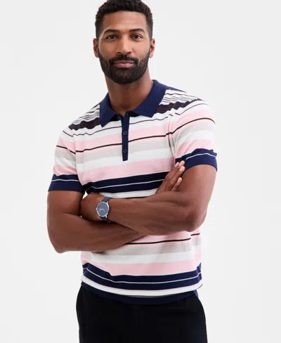 Club Room Men's Short Sleeve Striped Polo Sweater, Macy's Exclusive In Multi