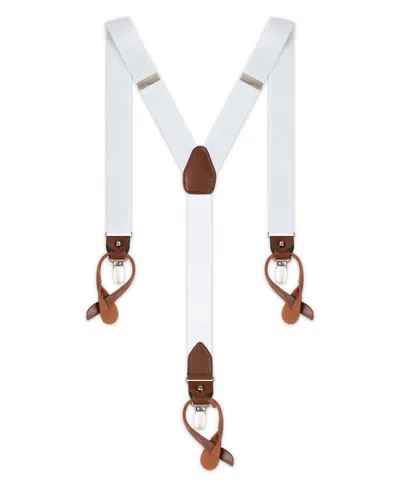 Club Room Men's Solid Clip End And Button End Convertible Suspender In White