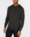 Club Room Men's Solid Crew Neck Merino Wool Blend Sweater, Created For Macy's In Black