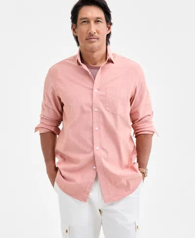 Club Room Men's Solid Stretch Oxford Cotton Shirt, Created For Macy's In Pink
