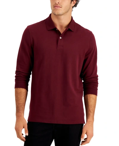 Club Room Men's Solid Stretch Polo, Created For Macy's In Red Plum
