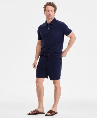 Club Room Men's Solid Terry Cloth Shorts, Exclusively At Macy's In Blue