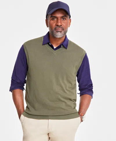Club Room Men's Solid V-neck Sweater Vest, Created For Macy's In Concord Crush