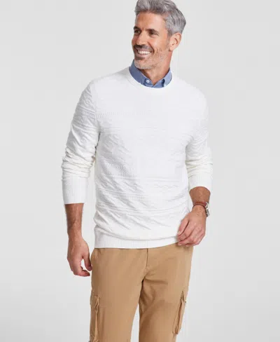 Club Room Men's Stitched Crewneck Sweater, Created For Macy's In Winter Ivory