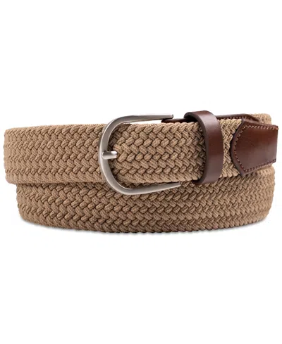 Club Room Men's Stretch Braid Belt, Created For Macy's In Khaki