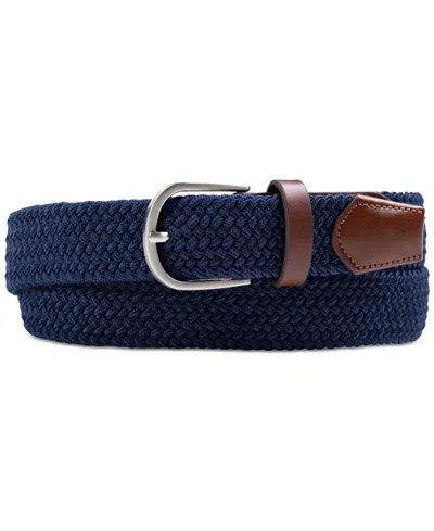 Club Room Men's Stretch Braid Belt, Created For Macy's In Navy