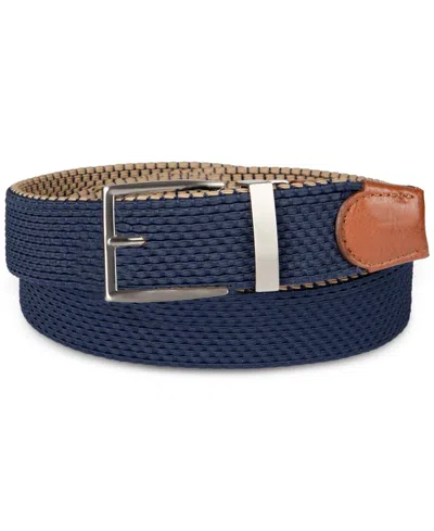 Club Room Men's Stretch Reversible Woven Belt, Exclusively At Macy's In Navy,khaki