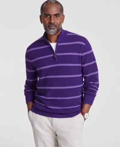 Club Room Men's Stripe Quarter-zip Sweater, Created For Macy's In Concord Crush