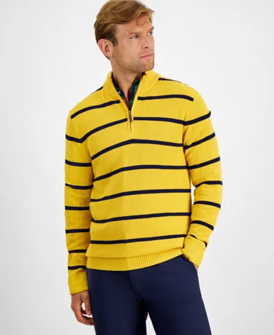 Club Room Men's Stripe Quarter-zip Sweater, Created For Macy's In Maize Gold