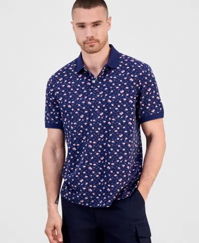 Club Room Men's Team Stripe Pique Polo Shirt, Exclusively At Macy's In Blue