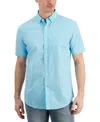 CLUB ROOM MEN'S TEXTURE CHECK STRETCH COTTON SHIRT, CREATED FOR MACY'S
