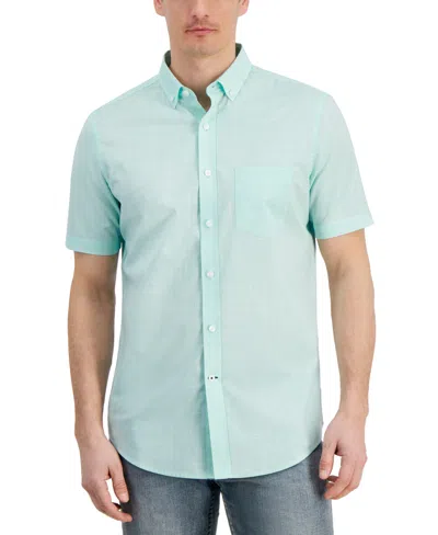 Club Room Men's Texture Check Stretch Cotton Shirt, Created For Macy's In Spring Mint