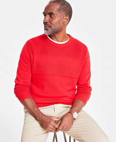 Club Room Men's Textured Cotton Sweater, Created For Macy's In Fire