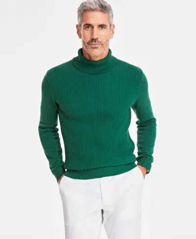 Club Room Men's Textured Cotton Turtleneck Sweater, Created For Macy's In Bonsai