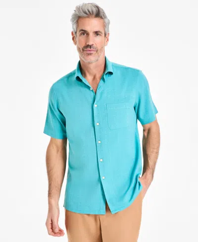 Club Room Men's Textured Shirt, Created For Macy's In Aqua Carni