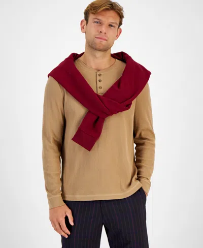 Club Room Men's Thermal Long-sleeve Henley, Created For Macy's In Moca