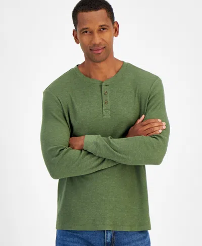 Club Room Men's Thermal Long Sleeve Henley, Created For Macy's In New Olive Opd