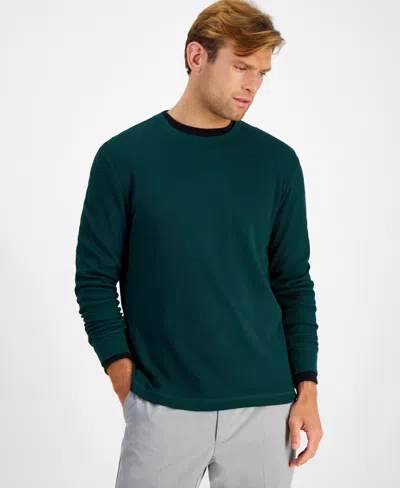 Club Room Men's Thermal Long-sleeve Ribbed Crewneck Sweater, Created For Macy's In Pine Grove