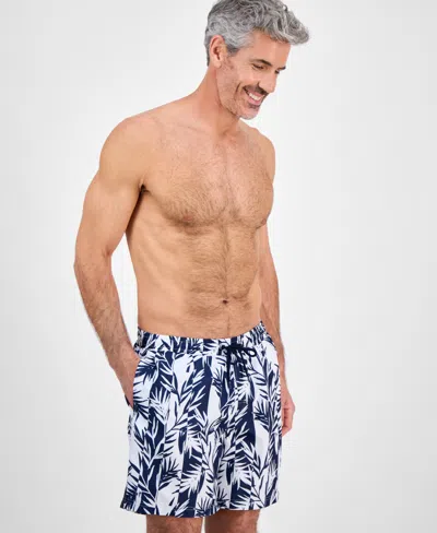 Club Room Men's Tropical Leaf-print Swim Trunks, Exclusively At Macy's In Multi