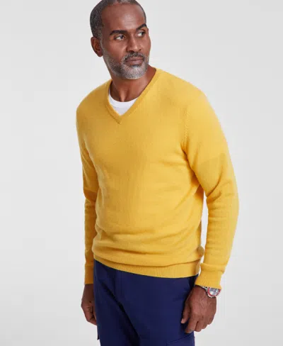 Club Room Men's V-neck Cashmere Sweater, Created For Macy's In Harvest