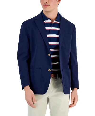 Club Room Men's Varsity-inspired Unstructured Blazer, Created For Macy's In Navy Blue