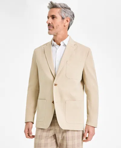 Club Room Men's Varsity-inspired Unstructured Blazer, Created For Macy's In Sarari Tan