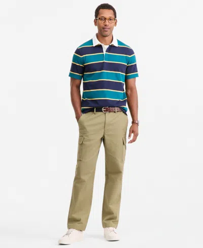 Club Room Men's Wide-fit Dobby Stripe Cargo Pants, Macy's Exclusive In Olive Tint