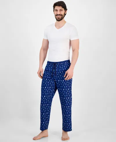 Club Room Men's Woven Beverage-graphic Pajama Pants, Exclusively At Macy's In Navy,yellow
