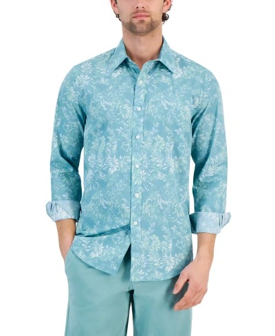 Club Room Men's Woven Paisley Shirt, Created For Macy's In Hosta Blue