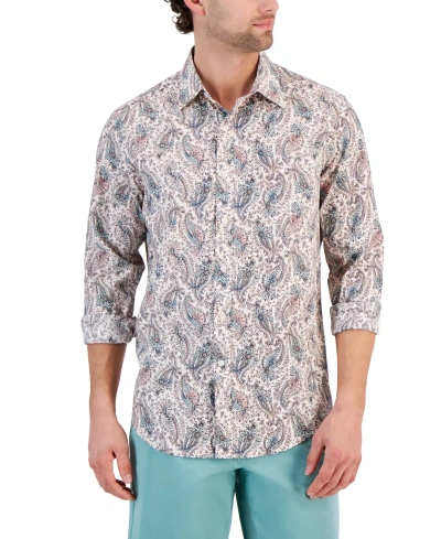 Club Room Men's Woven Paisley Shirt, Created For Macy's In Peony Cupcak