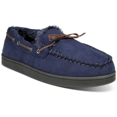 Club Room Mens Bow Manmade Moccasin Slippers In Blue