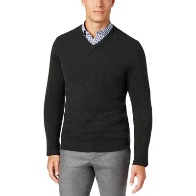 Club Room Mens Cashmere Pullover V-neck Sweater In Deep Black