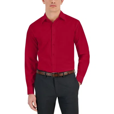 Club Room Mens Collar Cotton Button-down Shirt In Jester Red
