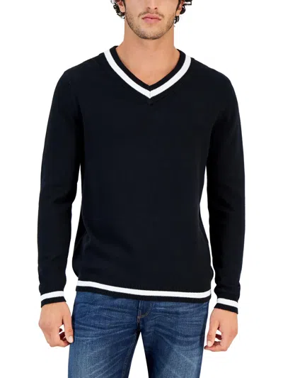 Club Room Men's V-neck Merino Cricket Sweater, Created For Macy's In Black